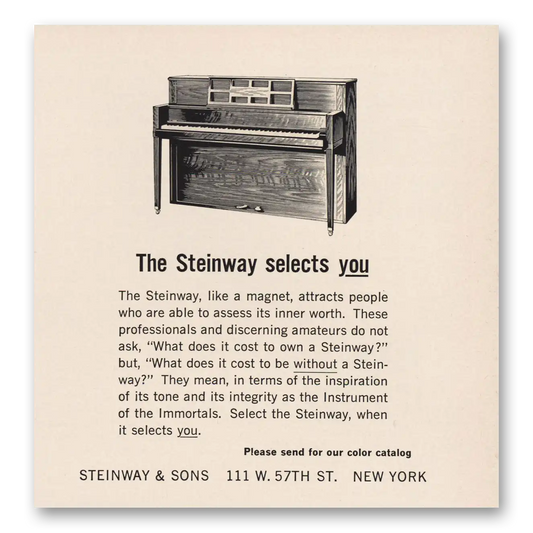 1965 Steinway Piano The Steinway Selects You Vintage Magazine Print Ad