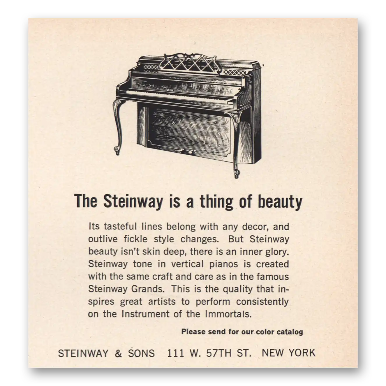 1964 Steinway Piano Thing of Beauty Vintage Magazine Print Ad