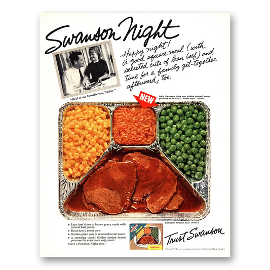 1965 Swanson TV Dinner Happy Night Vintage Magazine Print Ad