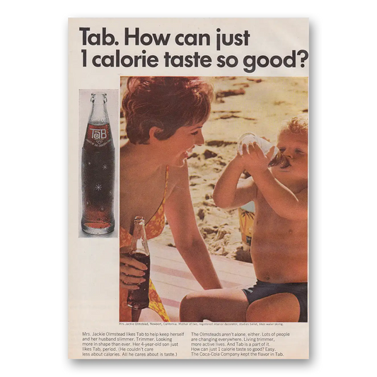 1965 Tab How Can Just 1 Calorie Taste So Good Olmstead Vintage Magazine Print Ad