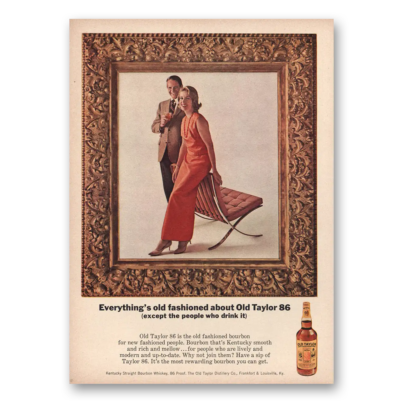 1965 Old Taylor Bourbon Whiskey Everythings Old Fashioned Vintage Magazine Print Ad