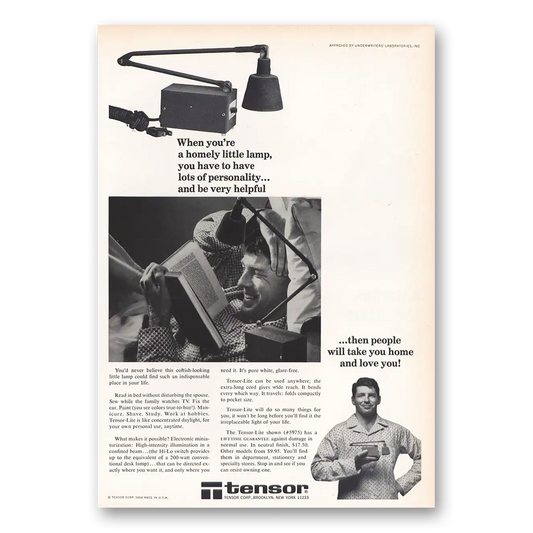 1965 Tensor Lamp Homely Little Lamp You Have to Have Vintage Magazine Print Ad