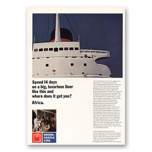 1965 Union Castle Line Big Luxurious Liner Africa Vintage Magazine Print Ad