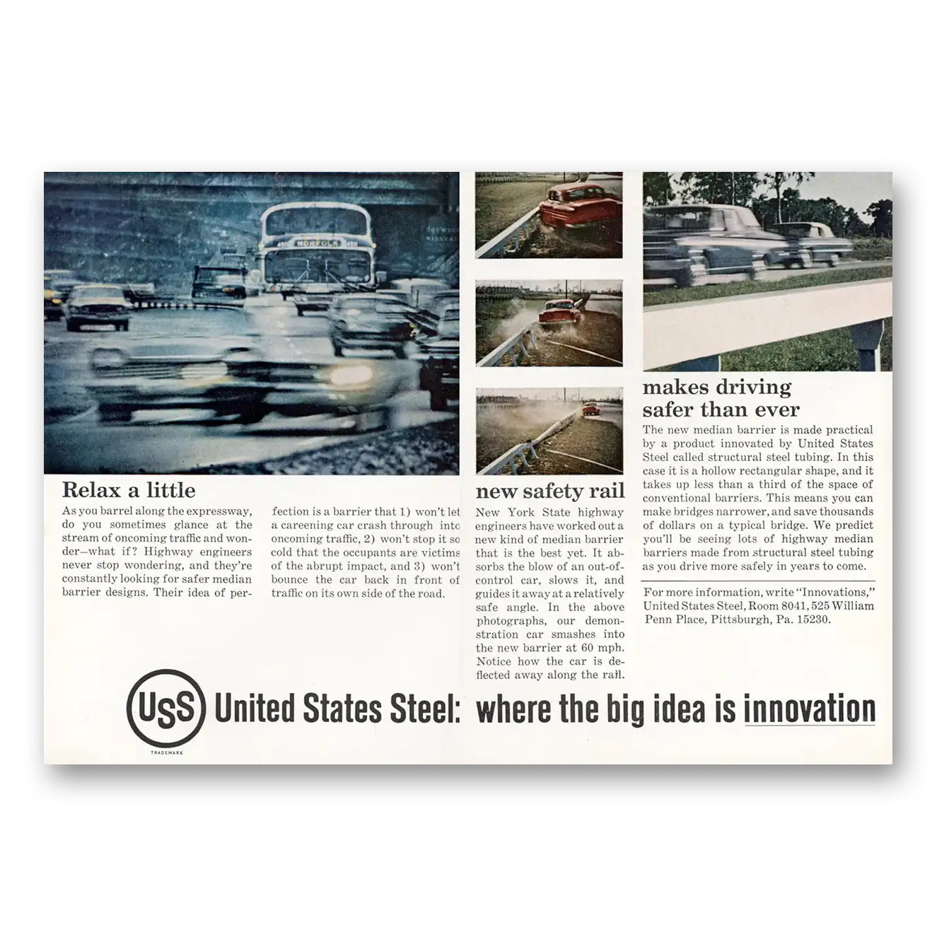 1965 United States Steel Relax a Little Vintage Magazine Print Ad