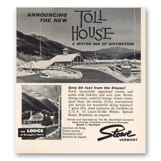 1965 Stowe Vermont Toll House Motor Inn Vintage Magazine Print Ad