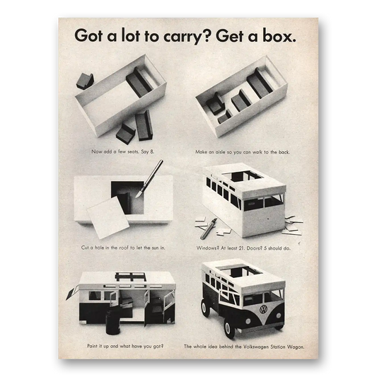 1964 Volkswagen Station Wagon Got a Lot to Carry Get a Box Vintage Magazine Print Ad