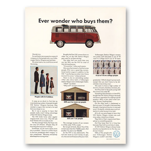 1971 Volkswagen Station Wagon Ever Wonder Who Buys Them Vintage Magazine Print Ad