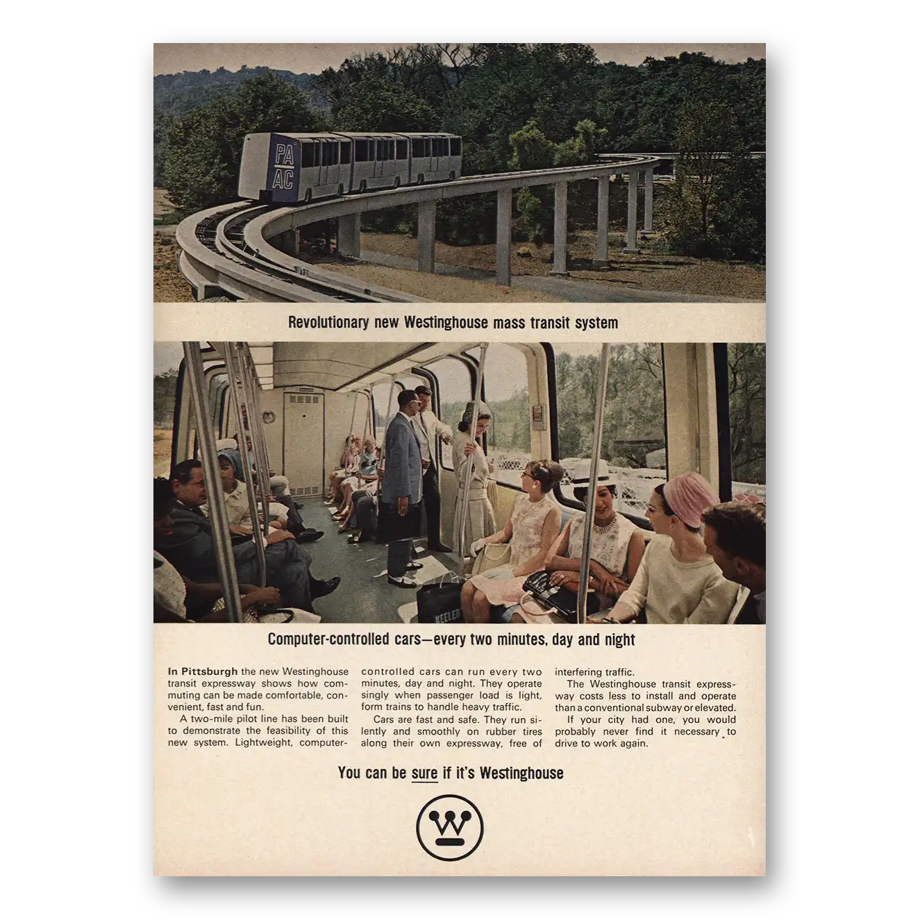 1965 Westinghouse Mass Transit System Pittsburgh Computer Controlled Cars Vintage Magazine Print Ad