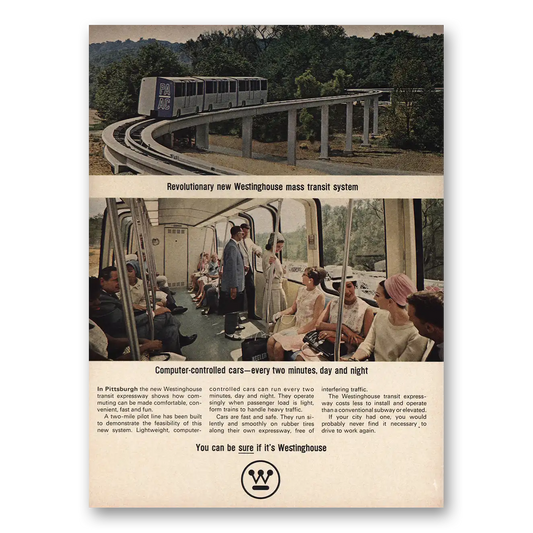 1965 Westinghouse Mass Transit System Pittsburgh Computer Controlled Cars Vintage Magazine Print Ad