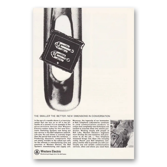 1965 Western Electric Smaller the Better Vintage Magazine Print Ad