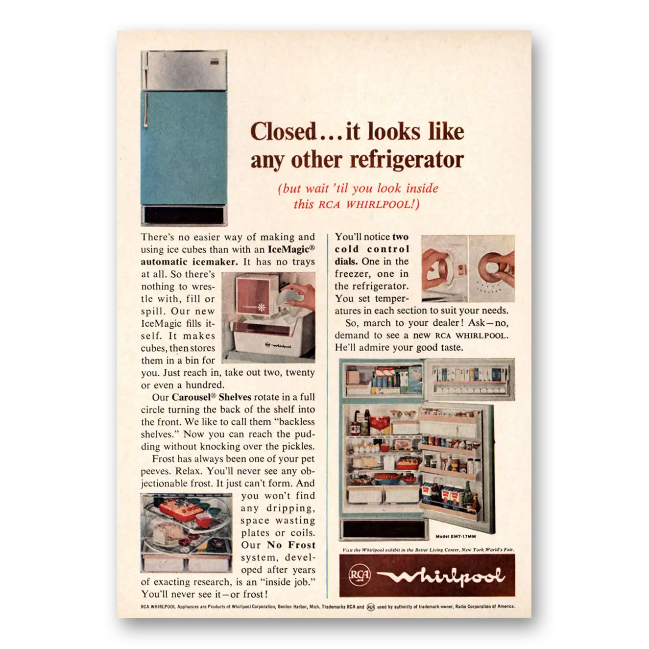 1965 Whirlpool Refrigerator Closed It Looks Like Any Other Refrigerator Vintage Magazine Print Ad