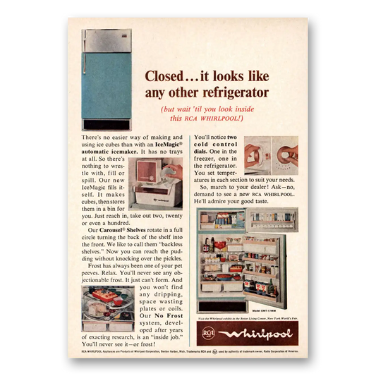 1965 Whirlpool Refrigerator Closed It Looks Like Any Other Refrigerator Vintage Magazine Print Ad