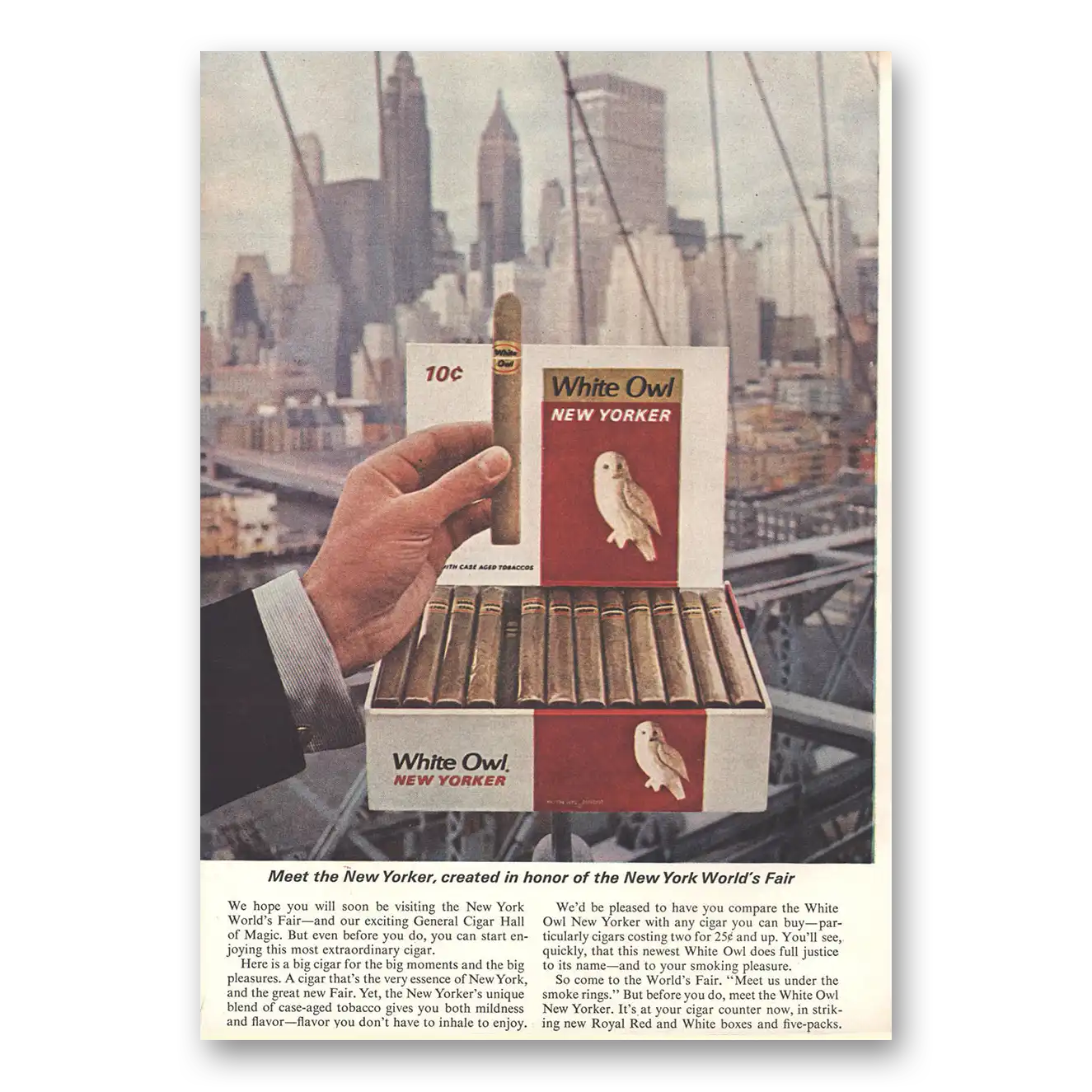 1965 White Owl Cigars New Yorker Vintage Magazine Print Ad