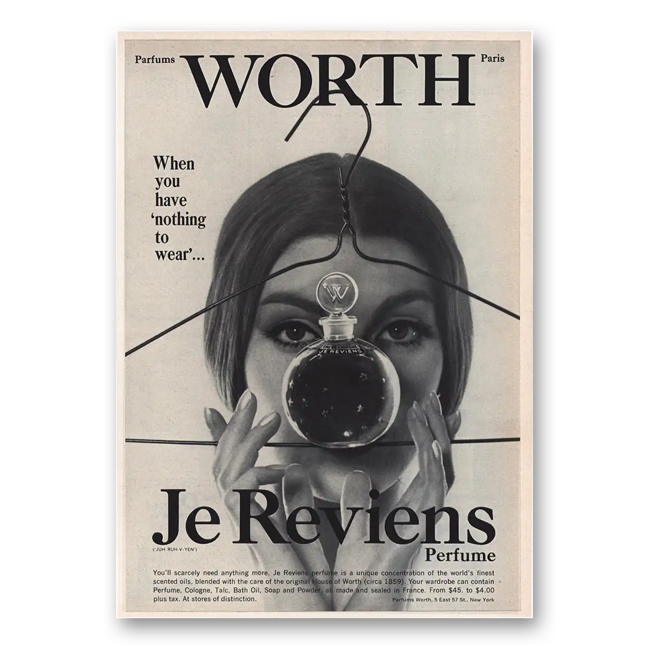 1965 Je Reviens Perfume When You Have Nothing to Wear Vintage Magazine Print Ad