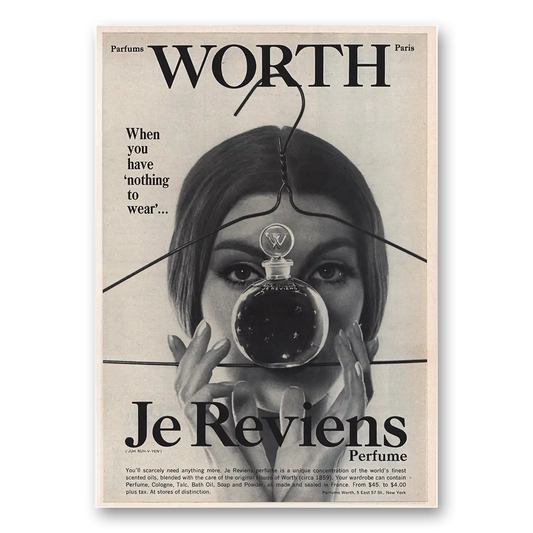 1965 Je Reviens Perfume When You Have Nothing to Wear Vintage Magazine Print Ad