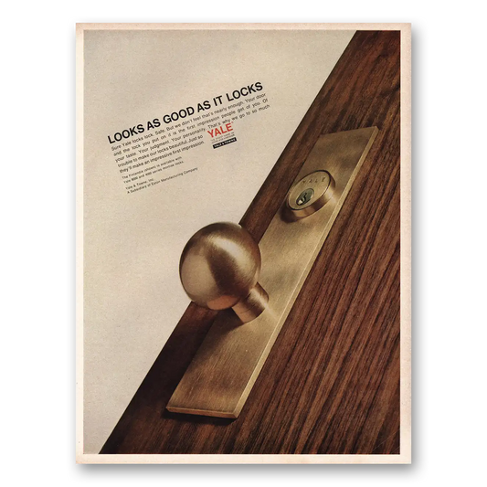 1965 Yale & Towne Lock Looks As Good As It Locks Vintage Magazine Print Ad