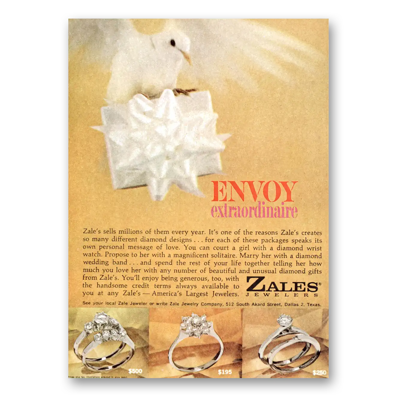 1965 Zales Jewelry Envoy Extraordinaire Vintage Magazine Print Ad