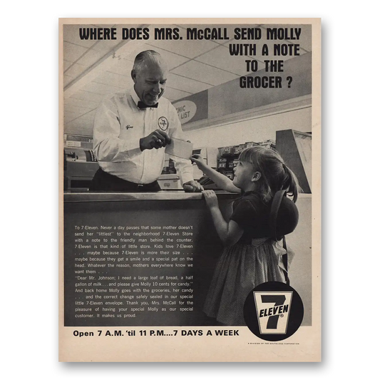 1966 7 Eleven Where Does Mrs McCall Send Molly Vintage Magazine Print Ad