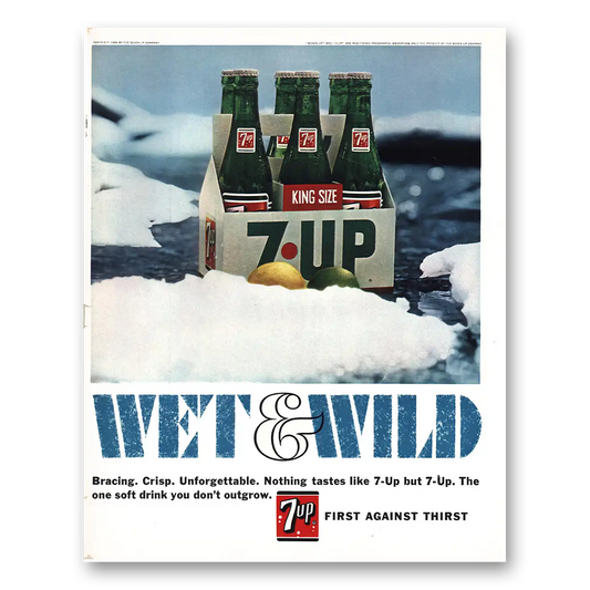 1966 7Up King Size Wet and Wild Vintage Magazine Print Ad