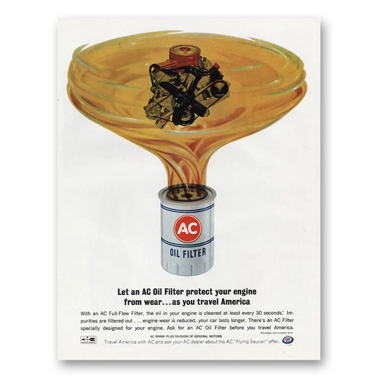 1966 AC Oil Filter Protect Your Engine Travel America Vintage Magazine Print Ad