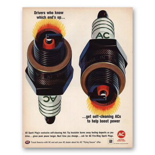 1966 AC Spark Plugs Drivers Who Know Which Ends Up Vintage Magazine Print Ad