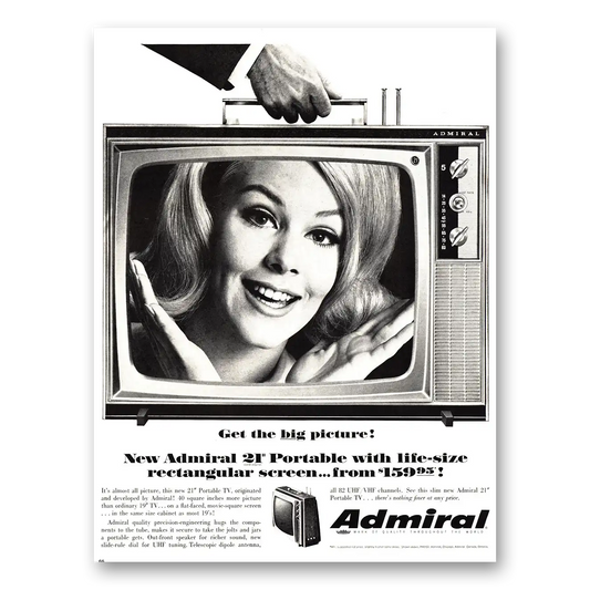 1966 Admiral Television Get the Big Picture Vintage Magazine Print Ad