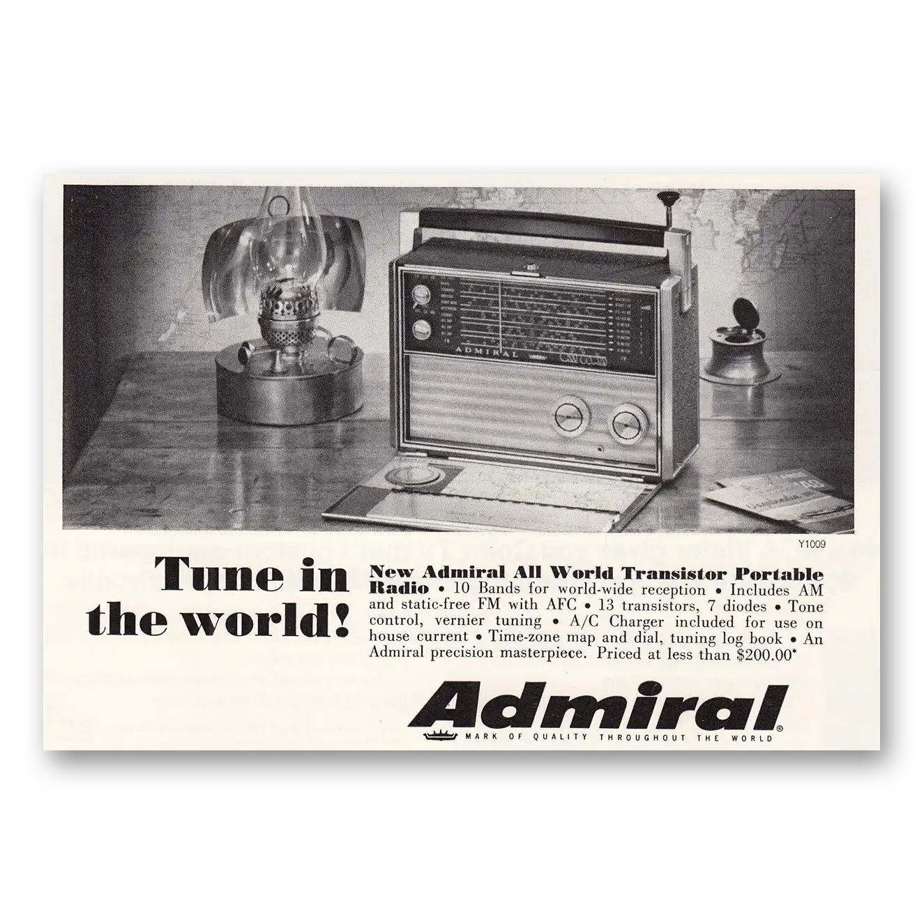 1966 Admiral Radio All World Transistor Tune In the World Vintage Magazine Print Ad