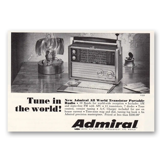 1966 Admiral Radio All World Transistor Tune In the World Vintage Magazine Print Ad