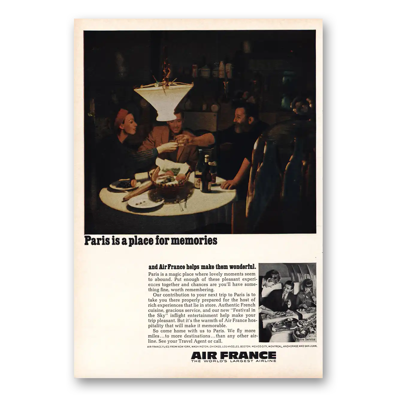 1966 Air France Paris Is Place For Memories Vintage Magazine Print Ad