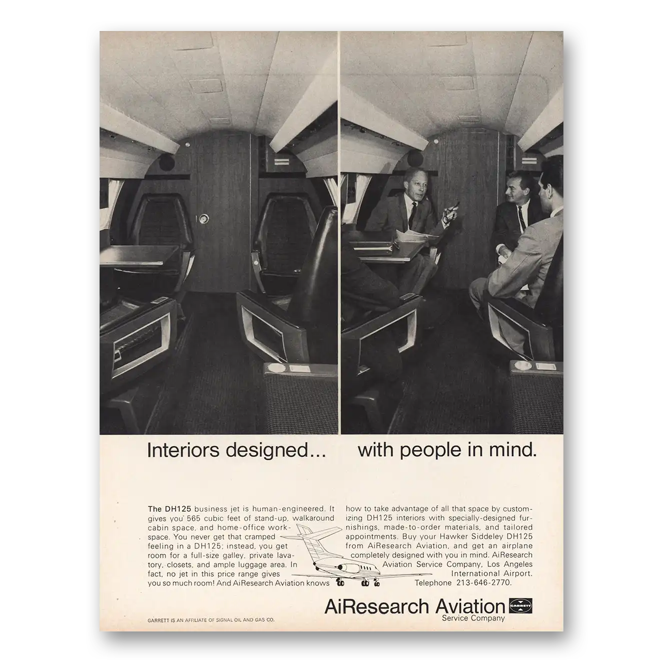 1966 Garrett AiResearch Aviation Interiors Designed With People In Mind Vintage Magazine Print Ad