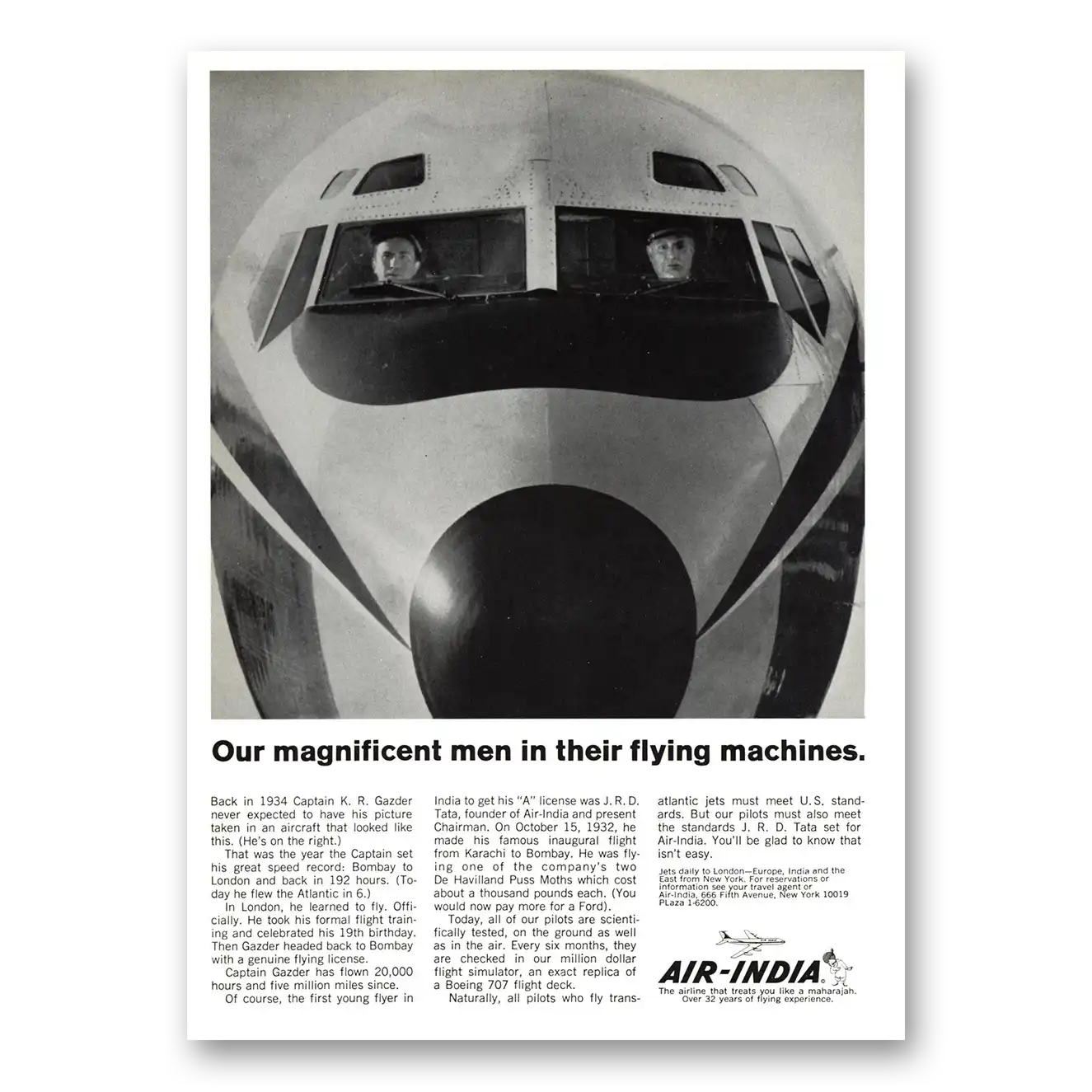 1966 Air India Magnificent Men In Their Flying Machines Vintage Magazine Print Ad