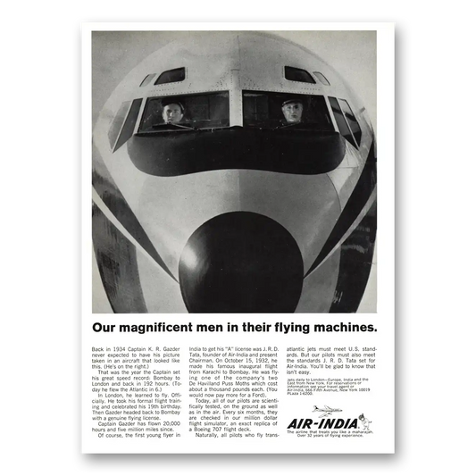 1966 Air India Magnificent Men In Their Flying Machines Vintage Magazine Print Ad