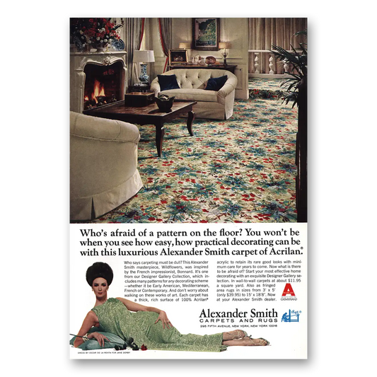 1966 Alexander Smith Carpet Afraid Of Pattern Vintage Magazine Print Ad