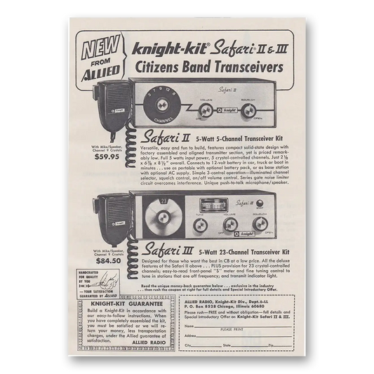 1966 Allied CB Radio Transceivers Knight Kit Safari Vintage Magazine Print Ad