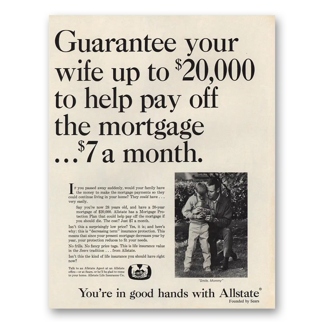 1966 Allstate Insurance Guarantee Your Wife Vintage Magazine Print Ad