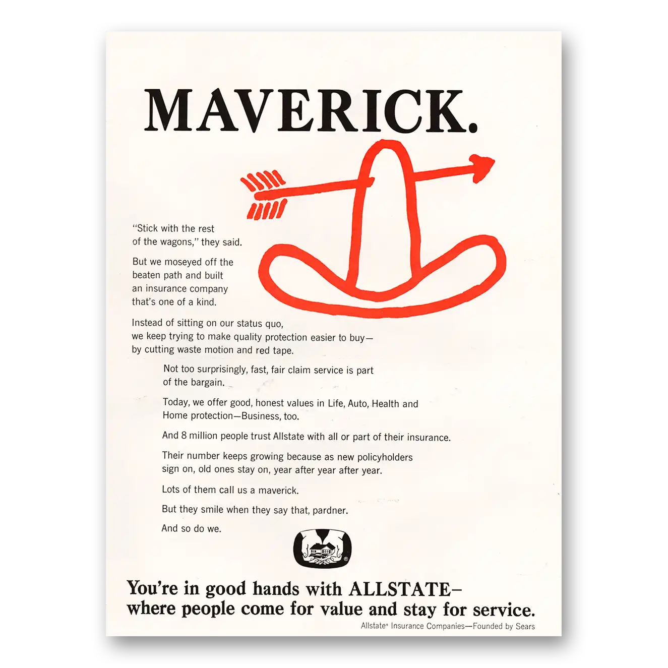 1966 Allstate Insurance Maverick Stick With the Rest of the Wagons Vintage Magazine Print Ad