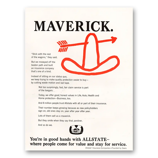 1966 Allstate Insurance Maverick Stick With the Rest of the Wagons Vintage Magazine Print Ad