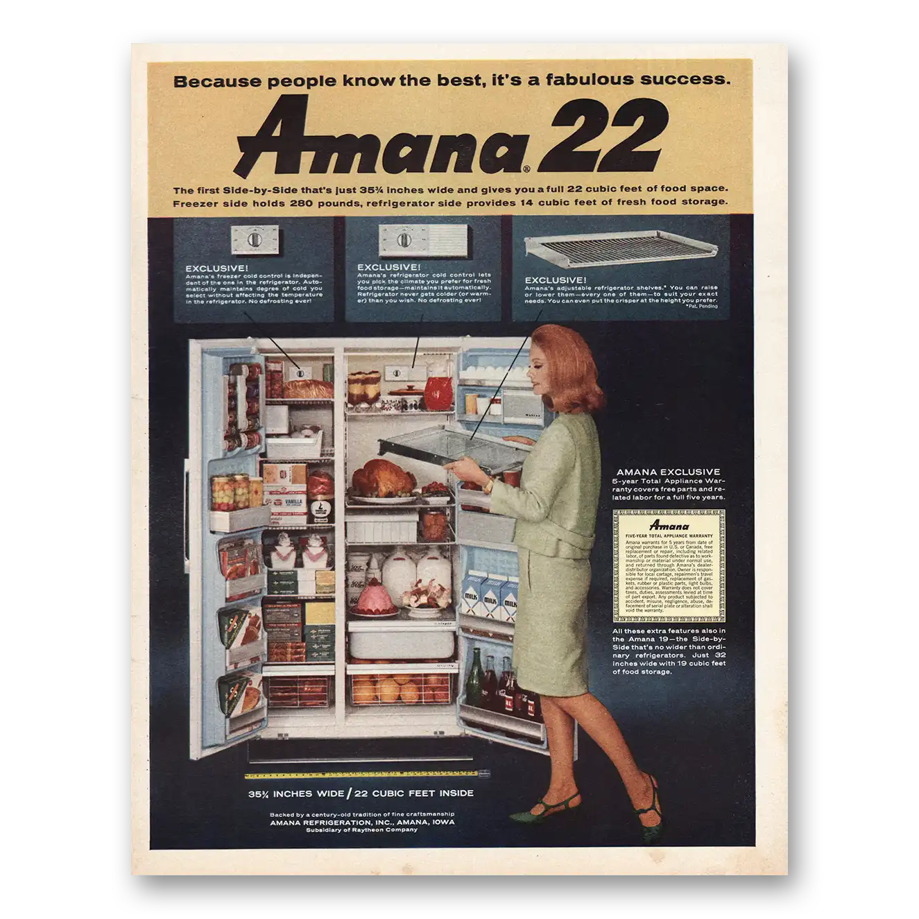 1966 Amana Refrigerators Because People Know the Best Vintage Magazine Print Ad