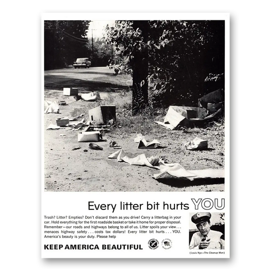 1966 Keep America Beautiful Louis Nye Every Litter Bit Hurts You Vintage Magazine Print Ad