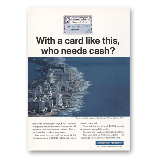 1966 American Express With a Card Like This Miami Vintage Magazine Print Ad