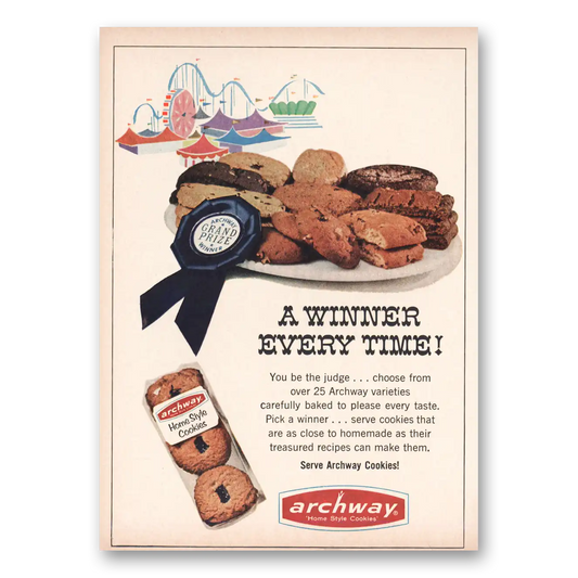 1966 Archway Cookies Winner Every Time Vintage Magazine Print Ad