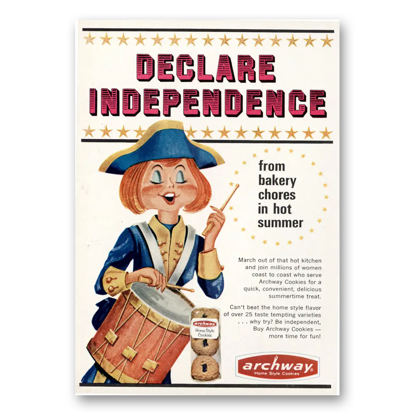 1966 Archway Cookies Declare Independence Vintage Magazine Print Ad