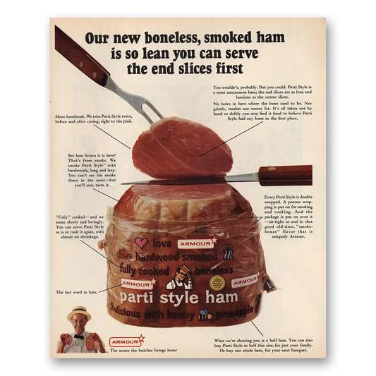 1966 Armour Boneless Smoked Ham Vintage Magazine Print Ad