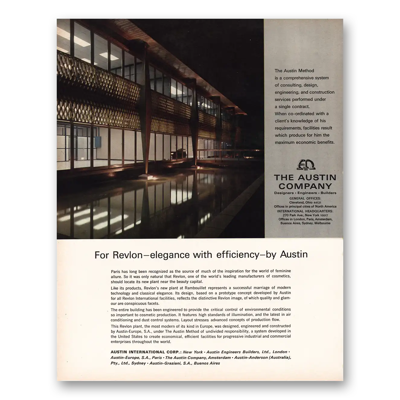 1966 Austin Company Revlon Elegance With Efficiency Vintage Magazine Print Ad