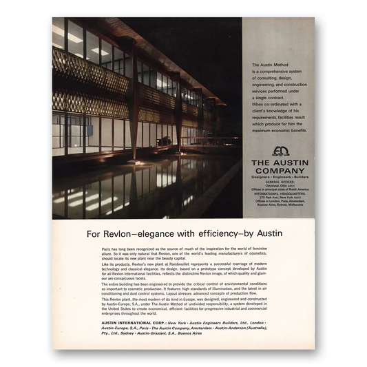 1966 Austin Company Revlon Elegance With Efficiency Vintage Magazine Print Ad