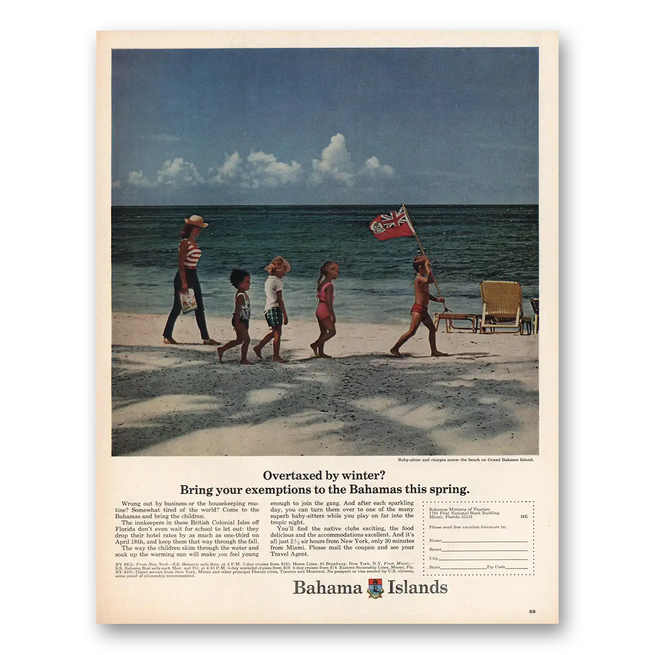 1966 Bahamas Overtaxed By Winter Vintage Magazine Print Ad