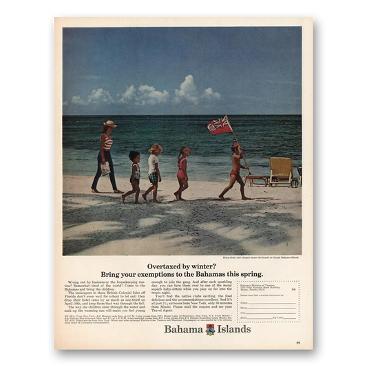 1966 Bahamas Overtaxed By Winter Vintage Magazine Print Ad