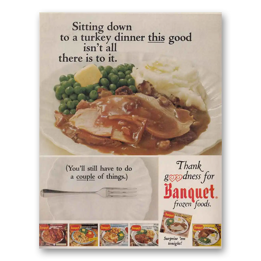 1966 Banquet Frozen Dinners Frozen Foods Turkey Dinner Vintage Magazine Print Ad