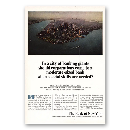 1966 Bank of New York City of Banking Giants Manhattan Vintage Magazine Print Ad