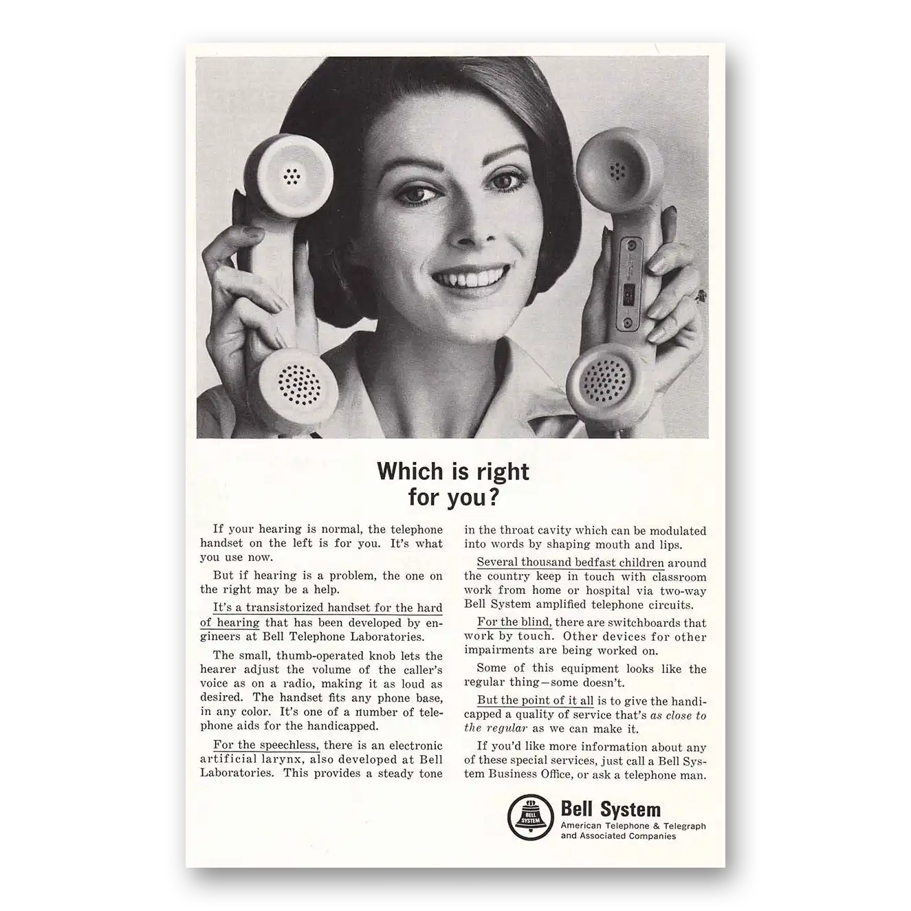 1966 Bell Telephone Which Is Right For You Vintage Magazine Print Ad